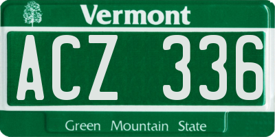 VT license plate ACZ336