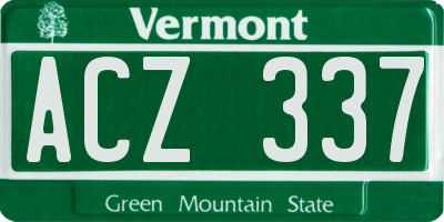 VT license plate ACZ337