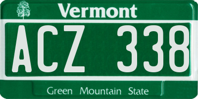 VT license plate ACZ338