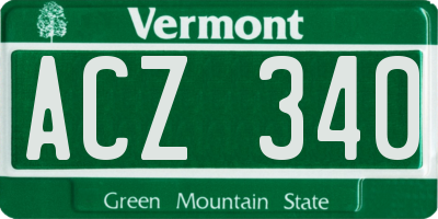 VT license plate ACZ340