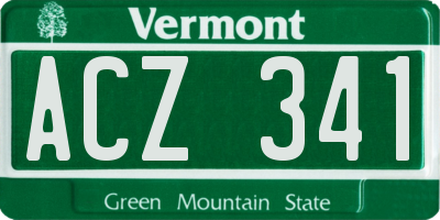 VT license plate ACZ341