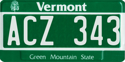 VT license plate ACZ343