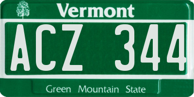 VT license plate ACZ344