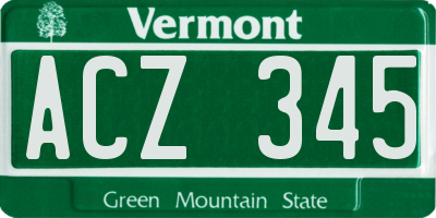 VT license plate ACZ345