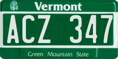 VT license plate ACZ347