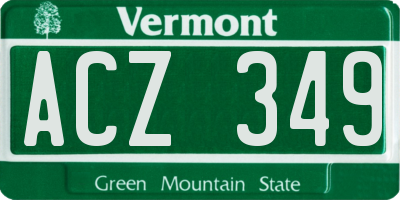 VT license plate ACZ349