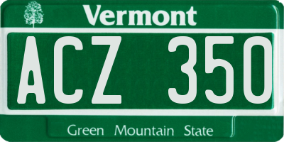 VT license plate ACZ350
