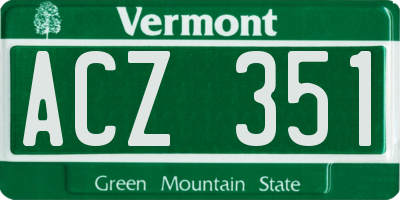 VT license plate ACZ351