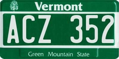 VT license plate ACZ352