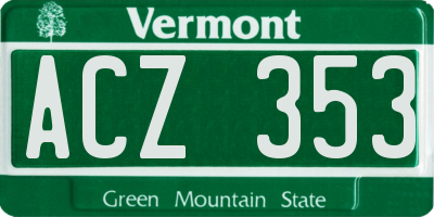 VT license plate ACZ353