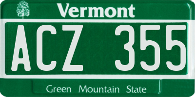 VT license plate ACZ355