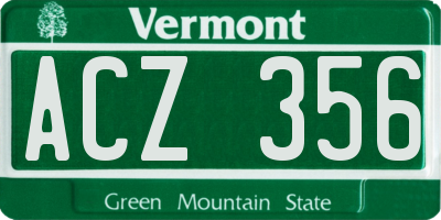 VT license plate ACZ356