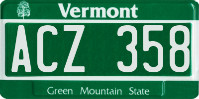 VT license plate ACZ358