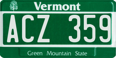 VT license plate ACZ359