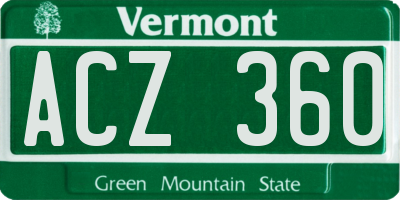 VT license plate ACZ360