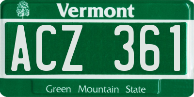 VT license plate ACZ361