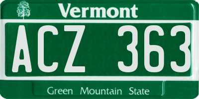 VT license plate ACZ363