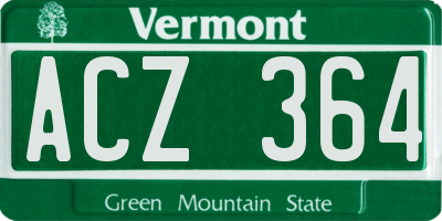 VT license plate ACZ364