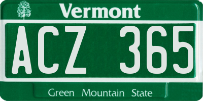 VT license plate ACZ365