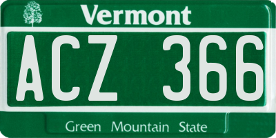 VT license plate ACZ366