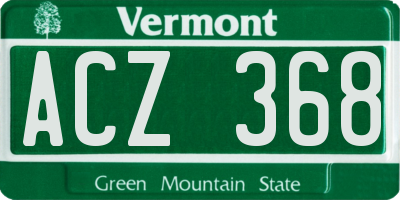 VT license plate ACZ368