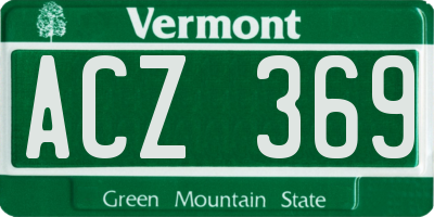 VT license plate ACZ369