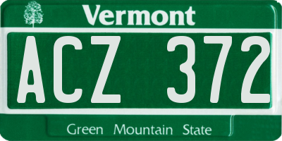 VT license plate ACZ372
