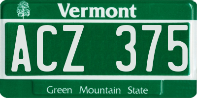 VT license plate ACZ375