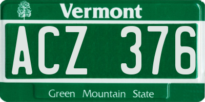 VT license plate ACZ376