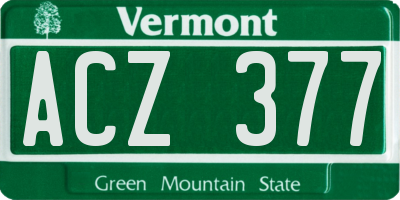 VT license plate ACZ377