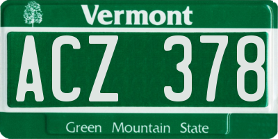 VT license plate ACZ378