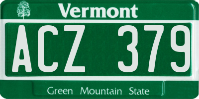 VT license plate ACZ379