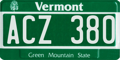 VT license plate ACZ380