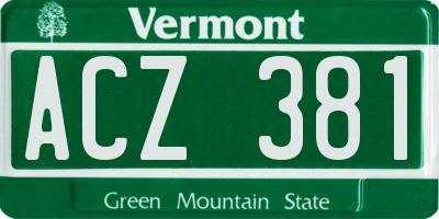 VT license plate ACZ381