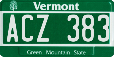 VT license plate ACZ383
