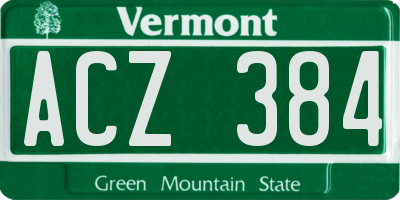 VT license plate ACZ384