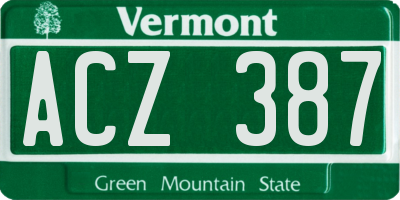 VT license plate ACZ387