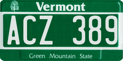 VT license plate ACZ389