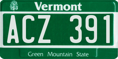 VT license plate ACZ391
