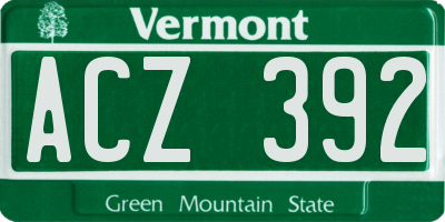 VT license plate ACZ392