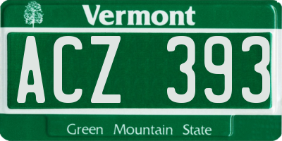 VT license plate ACZ393