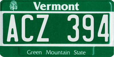 VT license plate ACZ394