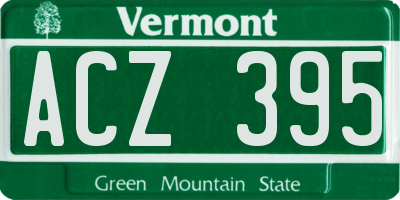 VT license plate ACZ395