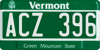 VT license plate ACZ396