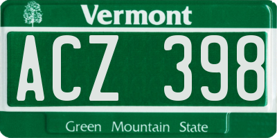 VT license plate ACZ398