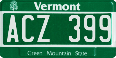 VT license plate ACZ399