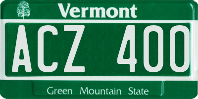 VT license plate ACZ400