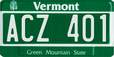 VT license plate ACZ401