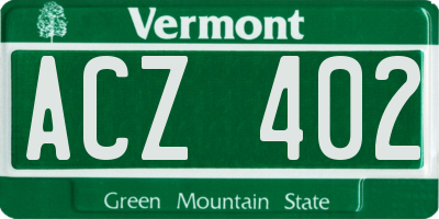 VT license plate ACZ402