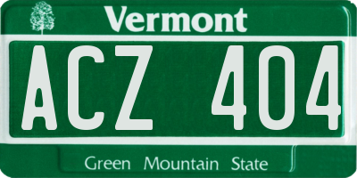 VT license plate ACZ404